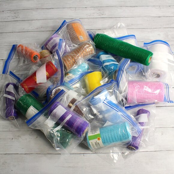 Decorative Mesh Ribbon Deco Rolls Craft Assorted Lot 5.5" - Picture 3 of 9